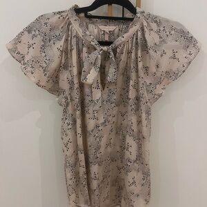 Rebecca Taylor Cream and Black Floral Blouse